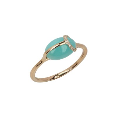 Bague Isabelle Langlois Khepri en or rose, amazonite et diamant