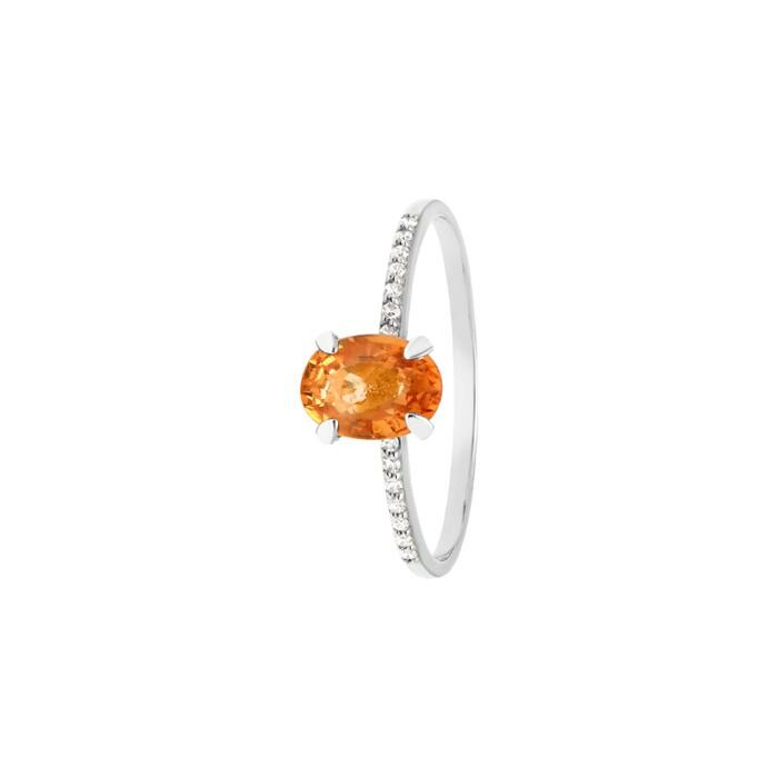 Bague India en or blanc, citrine et diamants