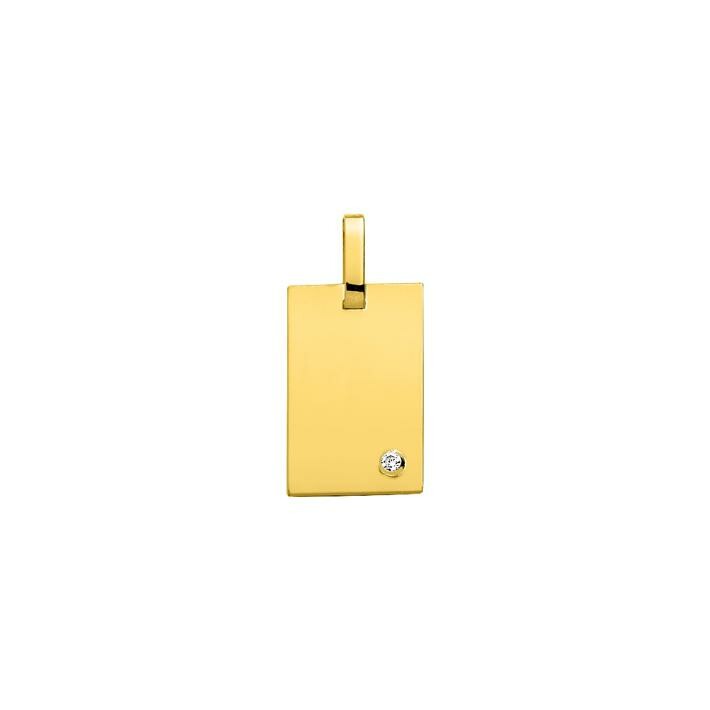 Médaille plaque rectangle grand modèle en or jaune et diamant