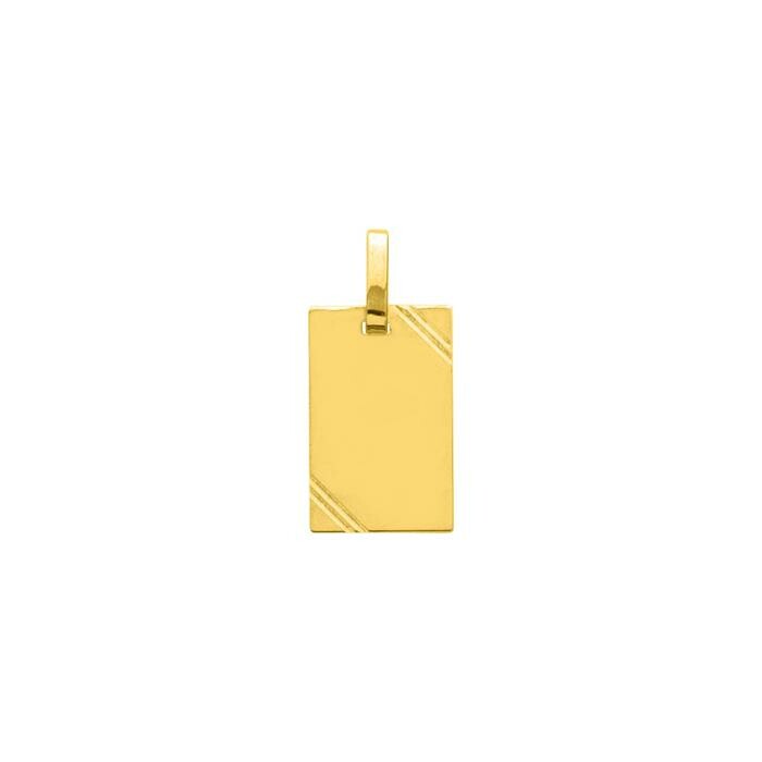 Médaille rectangle lapidée grand modèle en or jaune