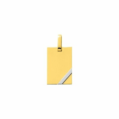Pendentif rectangle en or jaune et or blanc