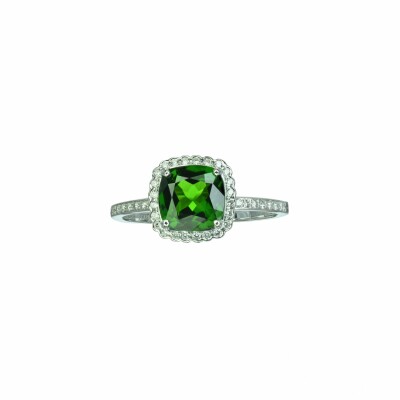 Bague Isabelle Langlois en or blanc diopside verte, diamants