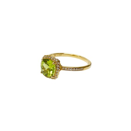 Bague Isabelle Barrier en or jaune, diamants et péridot, taille 53