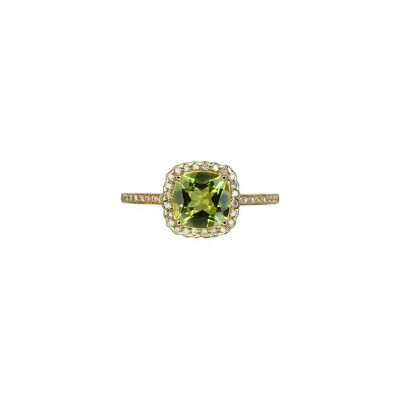 Bague Isabelle Langlois en or rose, péridot et diamants