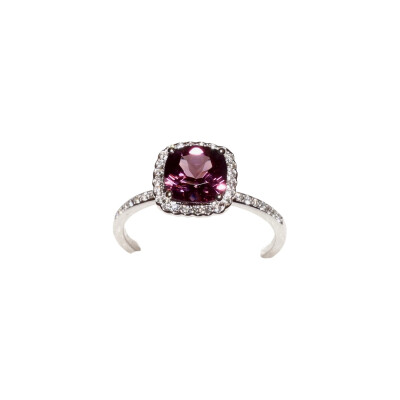 Bague Isabelle Langlois en or blanc, rhodolite et diamants