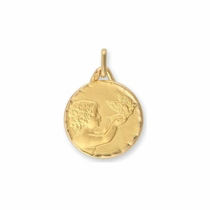 Médaille Ange et colombe en or jaune