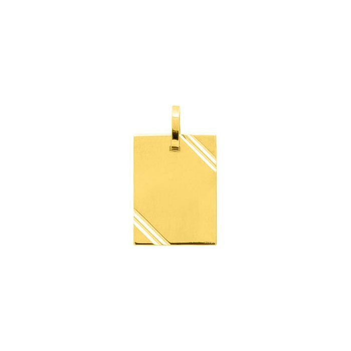Médaille rectangle lapidée petit modèle en or jaune