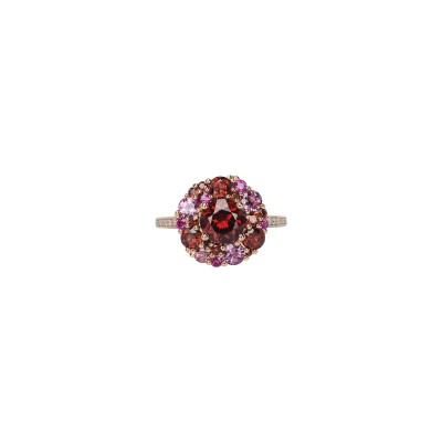 Bague Isabelle Langlois Emotion en or rose, grenat, rhodolite et rubis