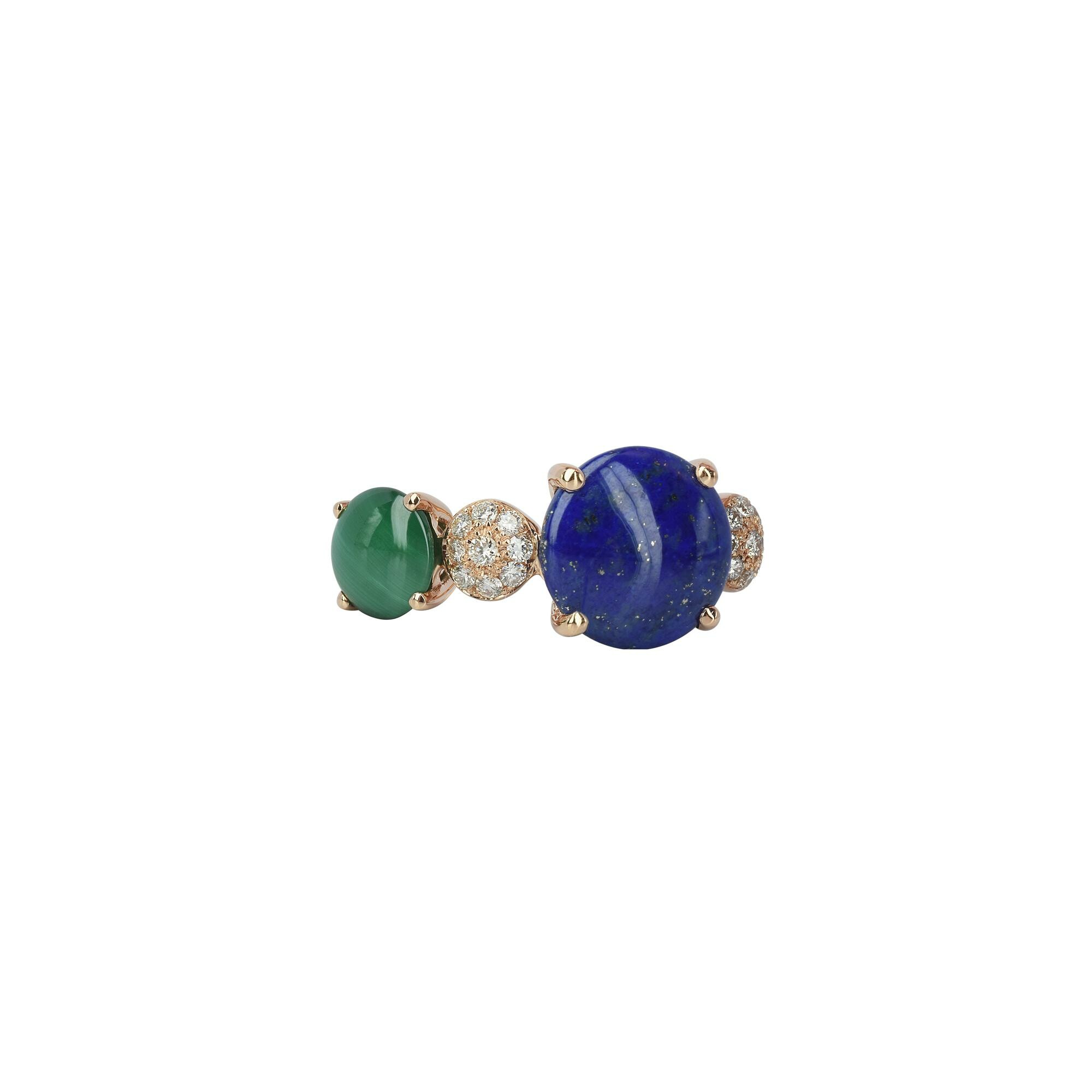 Achat Bague Isabelle Langlois en or rose lapis lazuli malachite