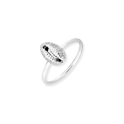 Bague Baby Cauris en or gris pavée diamants