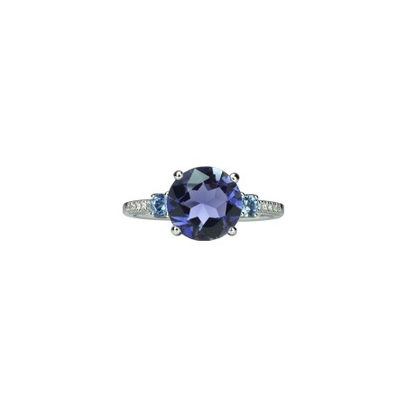 Bague Isabelle Langlois Toi & Moi iolite, saphirs et diamants sur or blanc