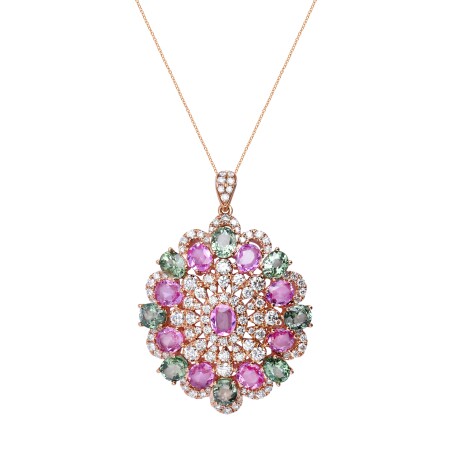 Pendentif Fiorina en or rose, saphirs et diamants