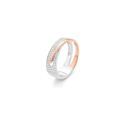 Bague bicolore en or blanc, or rose et diamants 0.50ct