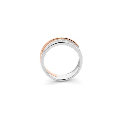 Bague bicolore en or blanc, or rose et diamants 0.50ct