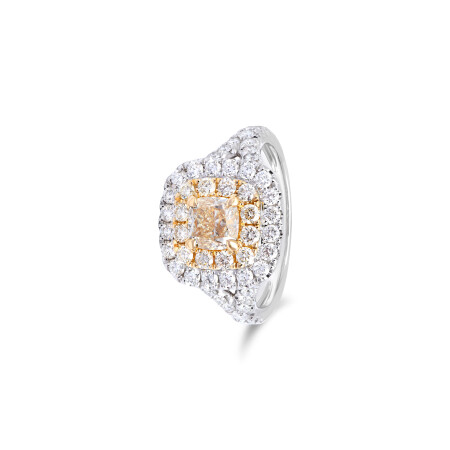 Bague Spring en or blanc, diamant jaune et diamants