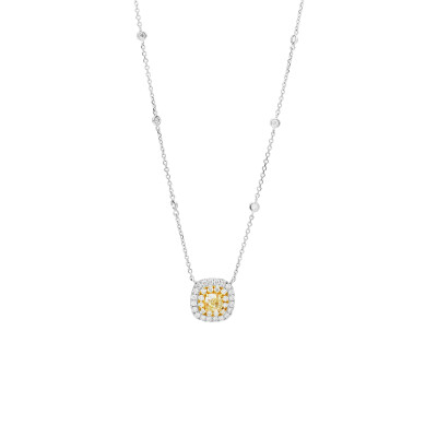 Collier Spring en or blanc diamant jaune et diamants