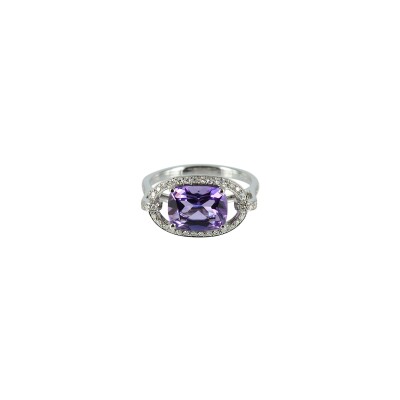 Bague Isabelle Langlois en or blanc, améthyste et diamants