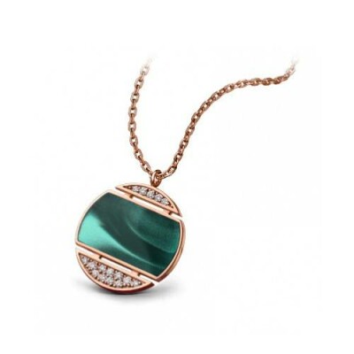 Collier Clozeau ATHÉNA en or rose, diamants et résine vert bronze