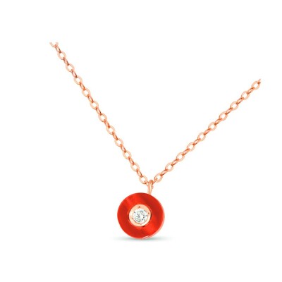 Collier Clozeau GAïA en or rose, diamants et résine rouge