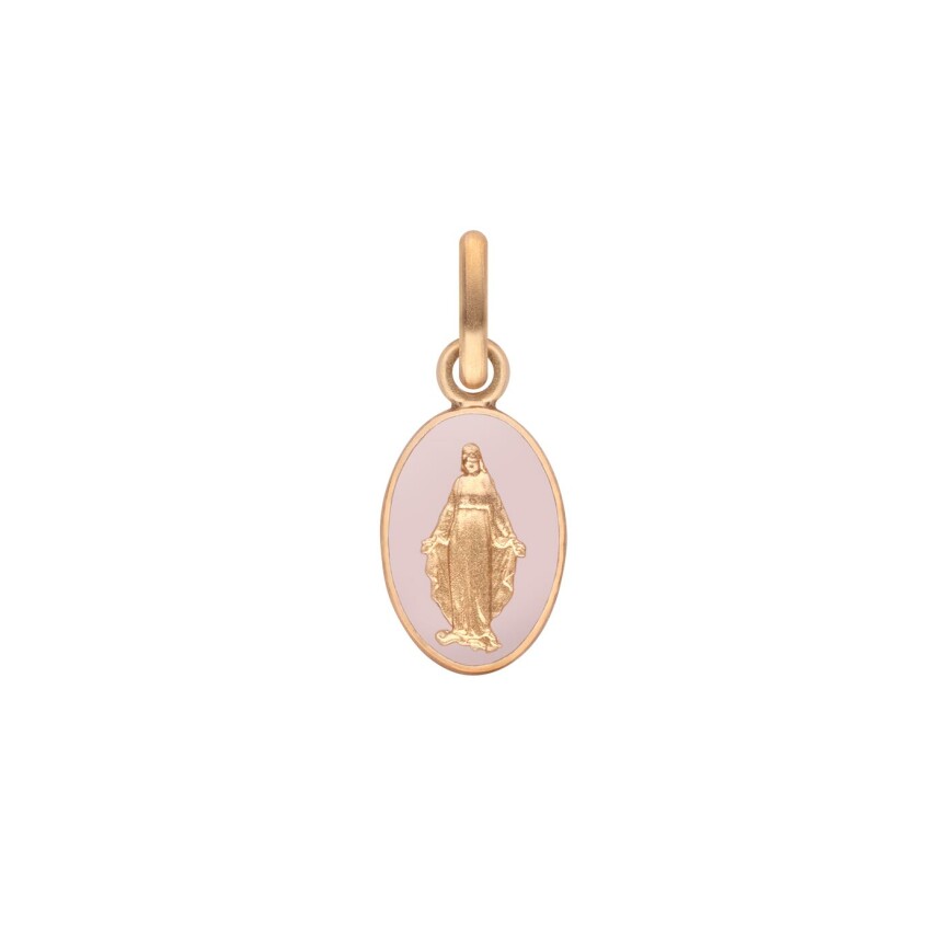 Arthus Bertrand Miraculous Virgin Medal 2 sides 10 mm powder pink enamel pink gold