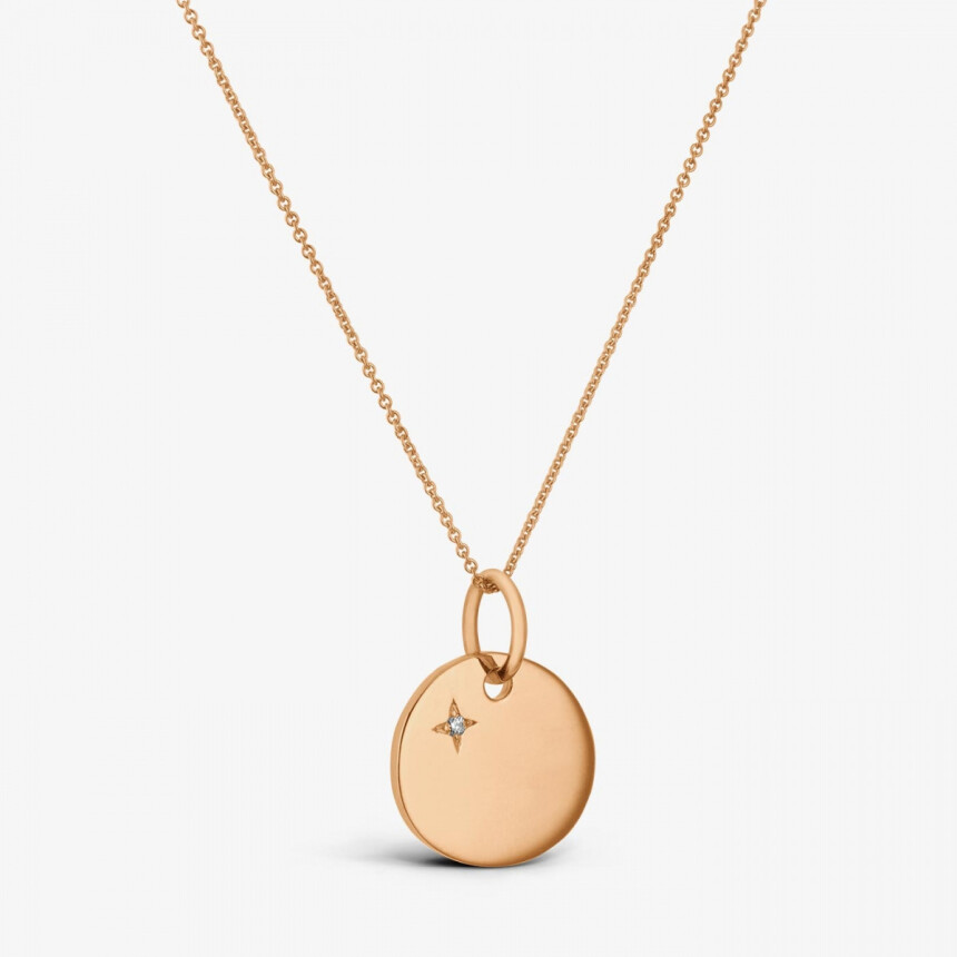 Arthus Bertrand Ma Petite Etoile pebble pendant, polished rose gold and diamond