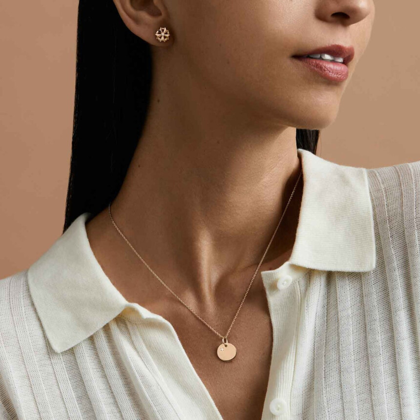 Arthus Bertrand Ma Petite Etoile pebble pendant, polished rose gold and diamond