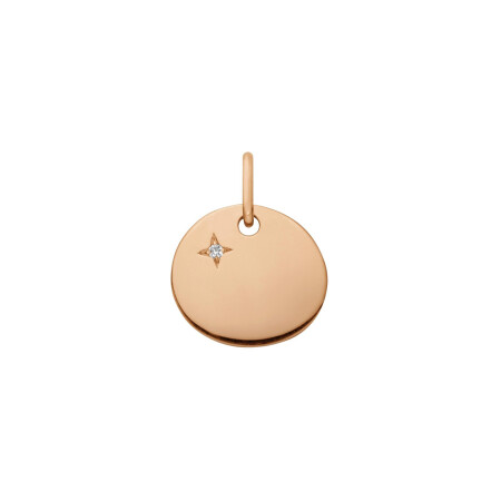 Pendentif Arthus Bertrand galet Ma Petite Etoile en or rose poli et diamant