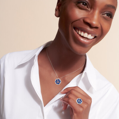 Bague or blanc, diamant et saphir