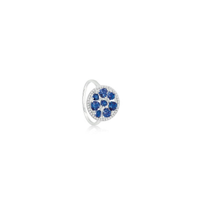 Bague or blanc, diamant et saphir