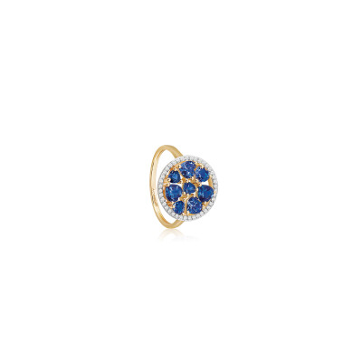 Bague or jaune, diamants et saphir