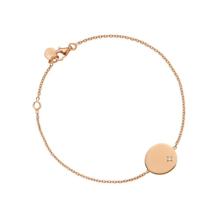 Bracelet Arthus Bertrand galet Ma Petite Etoile en or rose poli et diamant