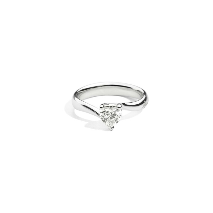 Recarlo Anniversary Love Valentin solitaire, white gold, heart-shaped brilliant cut diamond
