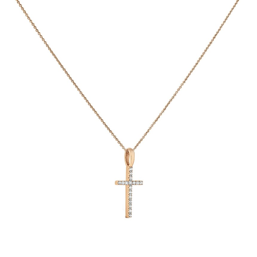 Arthus Bertrand Cross 14mm pendant, rose gold, HSI 0.102ct diamonds