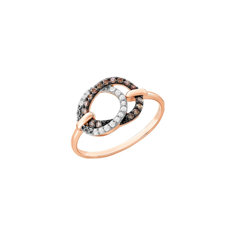 Bague or rose, diamants et diamants bruns