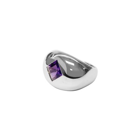 Bague Isabelle Barrier en or blanc et améthyste, taille 54