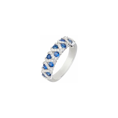 Bague Lombard Joaillier en or blanc, saphirs et diamants