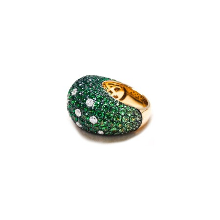 Bague Isabelle Barrier en or rose, tsavorite et diamants, taille 53