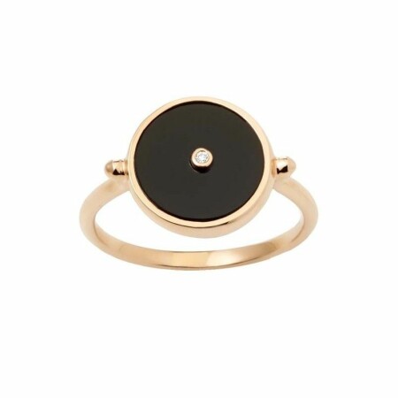 Bague Adriana Karembeu Sniper en or rose, onyx noir et diamants