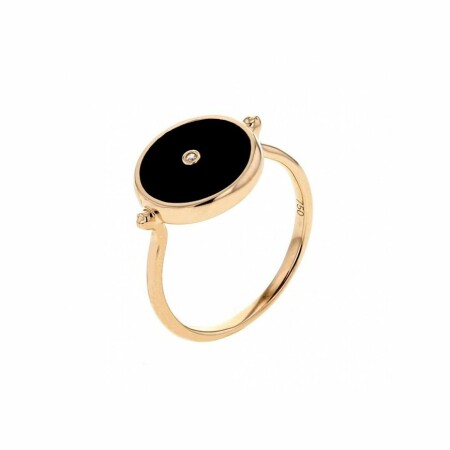 Bague Adriana Karembeu Sniper en or rose, onyx noir et diamants