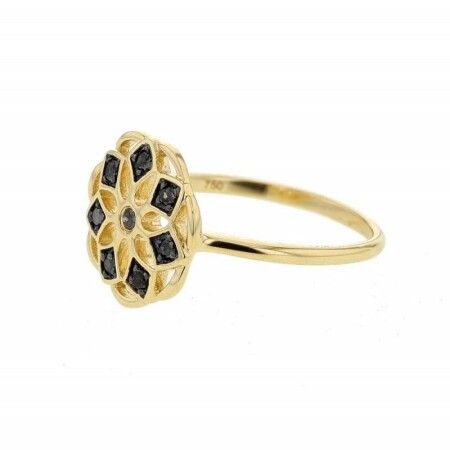 Bague Adriana Karembeu Carrousel en or jaune et diamants noirs