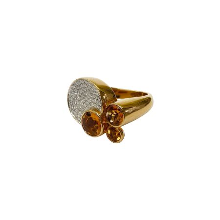 Bague Isabelle Barrier en or jaune, diamants et citrine, taille 53