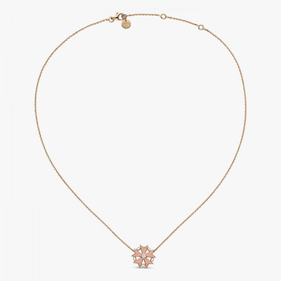 Collier chaîne forçat limé Arthus Bertrand Gloria Etoilée en or rose poli, laque rose, laque blanche et diamant