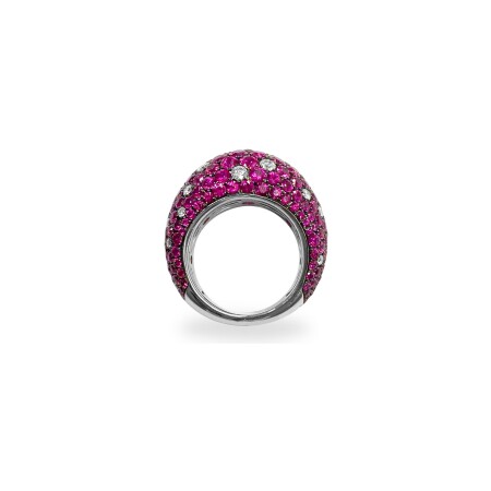 Bague Isabelle Barrier en or blanc, diamants et rubis, taille 53