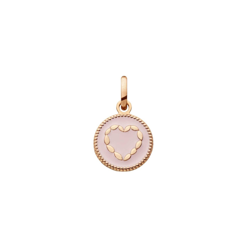 Arthus Bertrand heart medal in sandblasted pink gold and pink lacquer