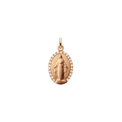 Arthus Bertrand miraculous virgin medal, sandblasted rose gold and diamonds