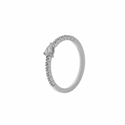 Solitaire accompagné en or blanc et diamant de 0.17ct