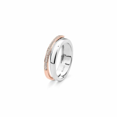 Bague en or rose, or blanc et diamants