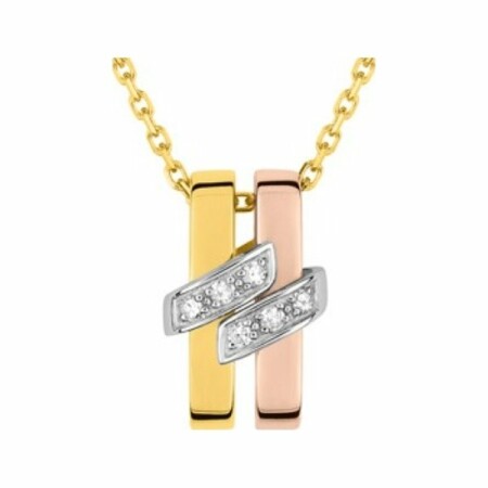 Collier en or jaune, or blanc et diamants de 0.042ct