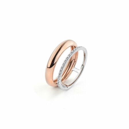 Bague en or rose, or blanc et diamants