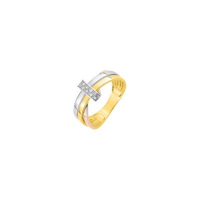 Bague en or blanc, or jaune, or rose et diamants de 0.072ct
